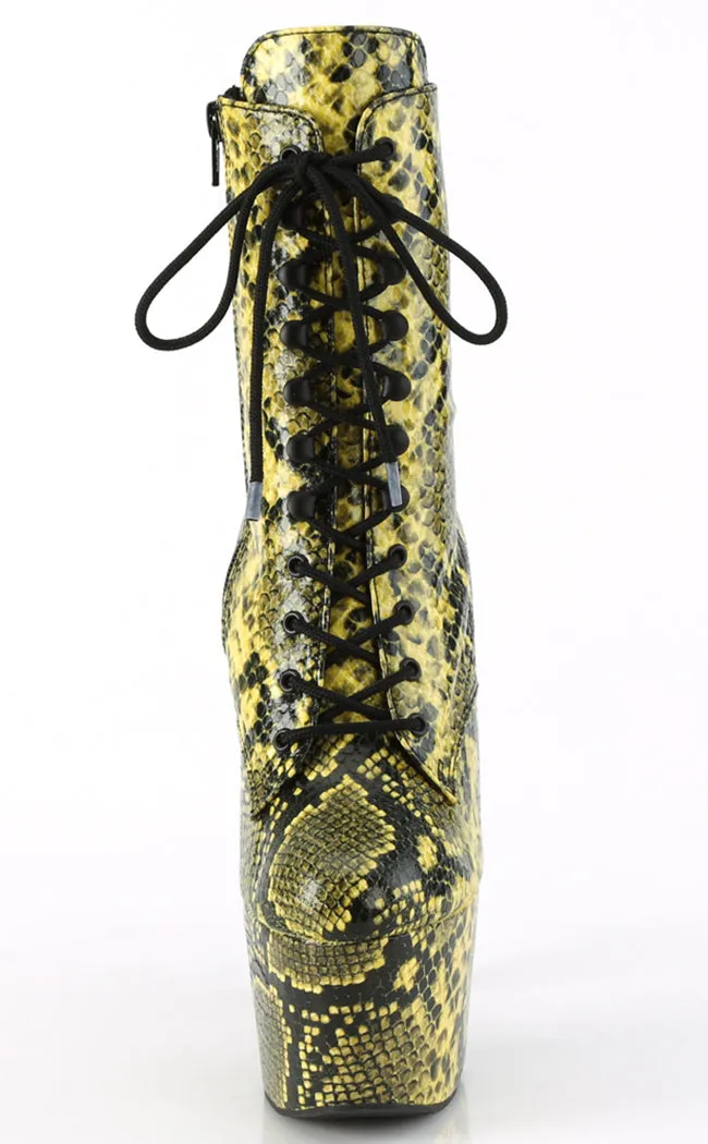 ADORE-1020SPWR Yellow Snake Print Ankle Boots