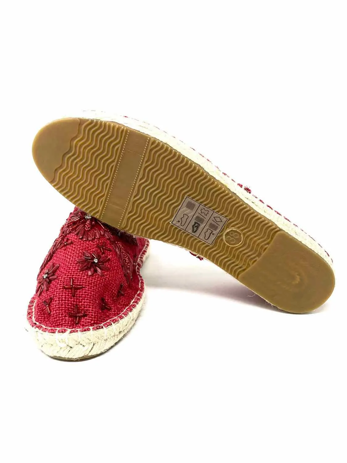 Antik Batik Women's Red Slip on Espadrille Size 38/8 Flats