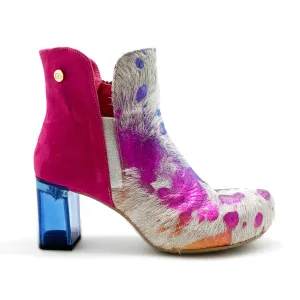 Canal - White Rainbow/Fuchsia ankle boot