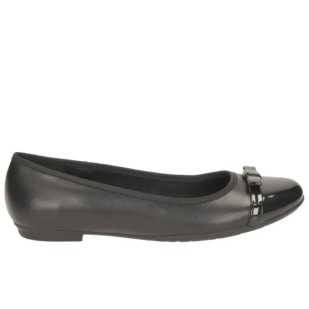 Clarks Tizz Fizz Black Leather Ballet Pumps Girl School Shoes