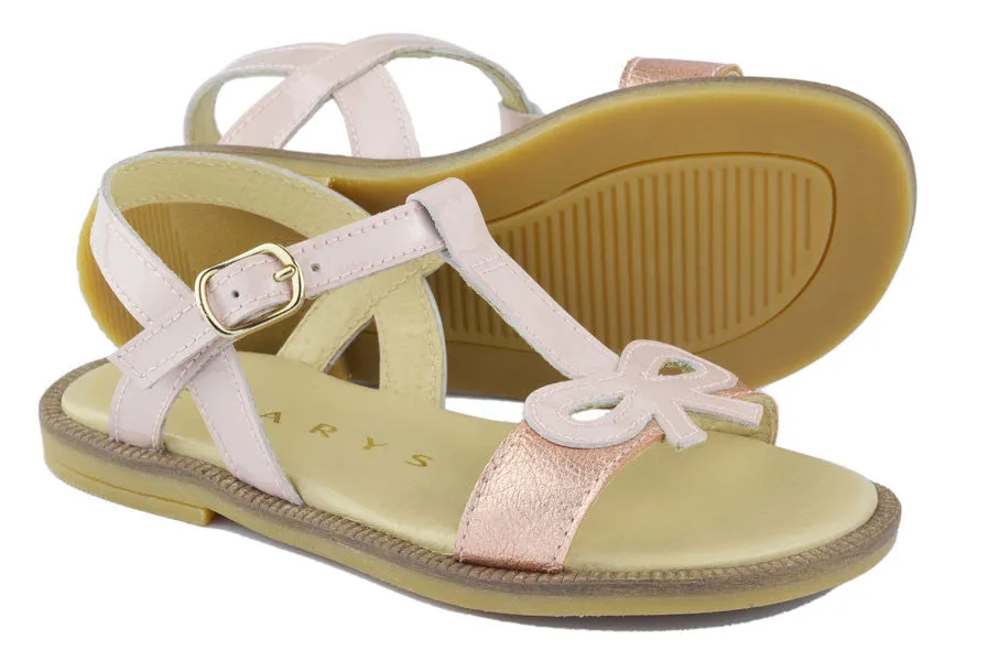 Clarys Girls Blush Pink & Magnesium Bow Sandal