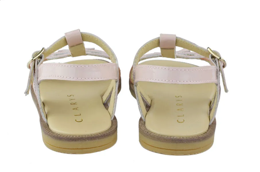 Clarys Girls Blush Pink & Magnesium Bow Sandal