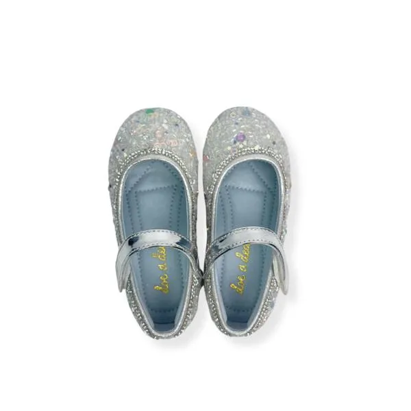 Clear Stone Flat Shoes in Blue