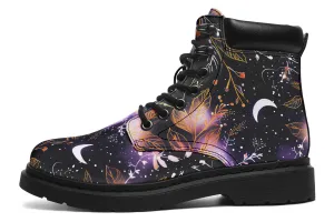 Cosmic Petals Classic Boots - High Quality Micro-Suede Weatherproof Vegan Shoes with Stitched on Soles