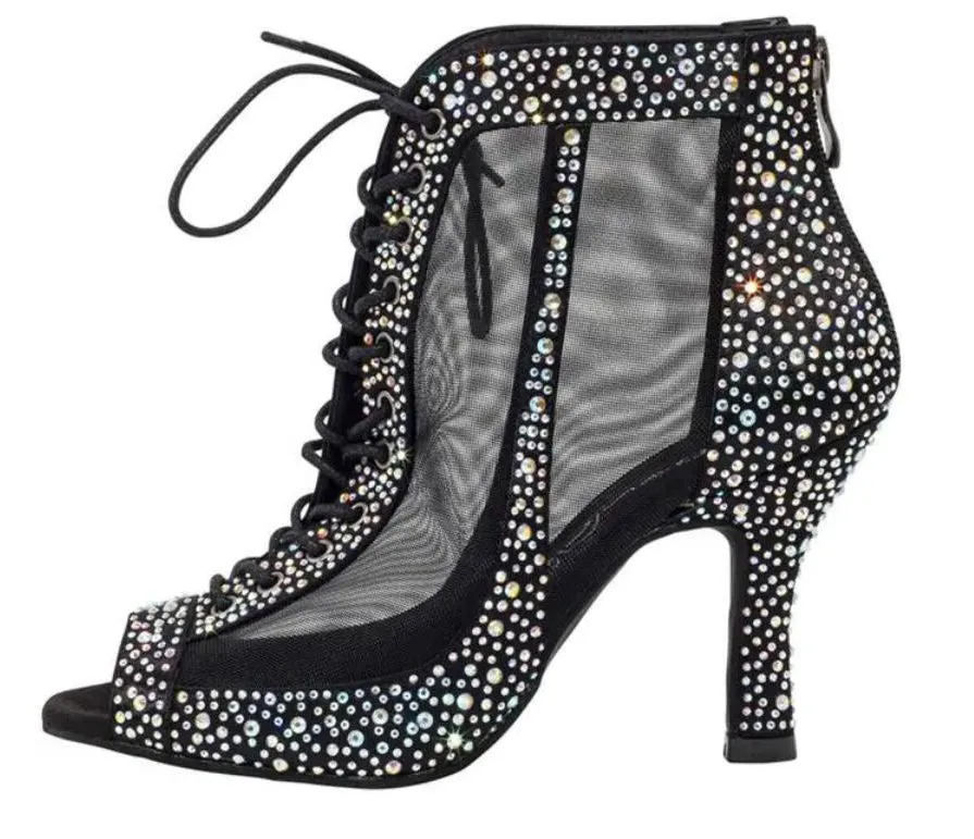 Crystal Dance Boots Latin Salsa Bachata Performance Dancing Booties