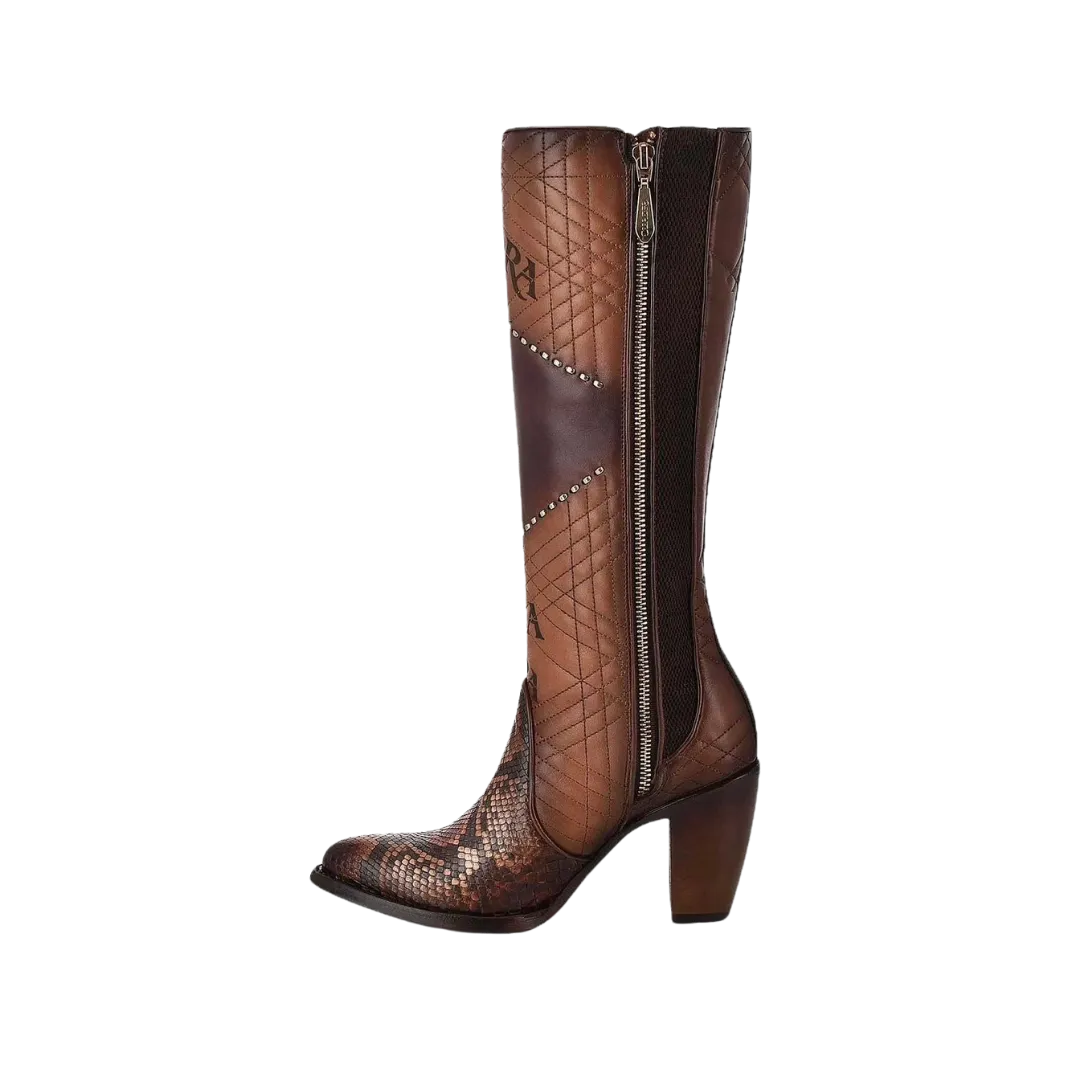 Cuadra Women's Python Brown Laser Engraved Boot