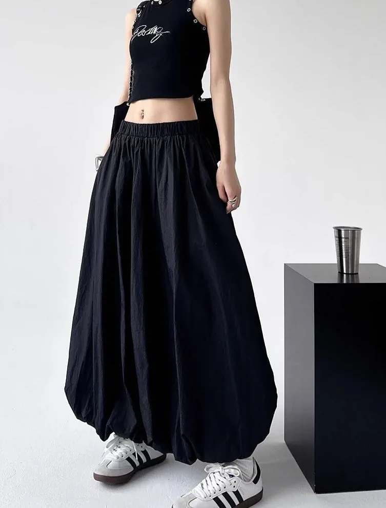 Elastic Waist Balloon Maxi Skirt