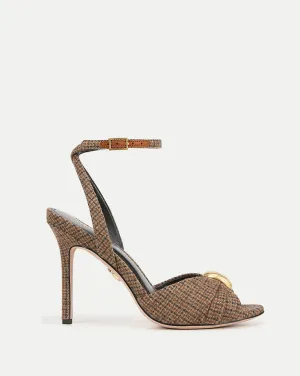 Genevieve Peep-Toe Checked Sandal