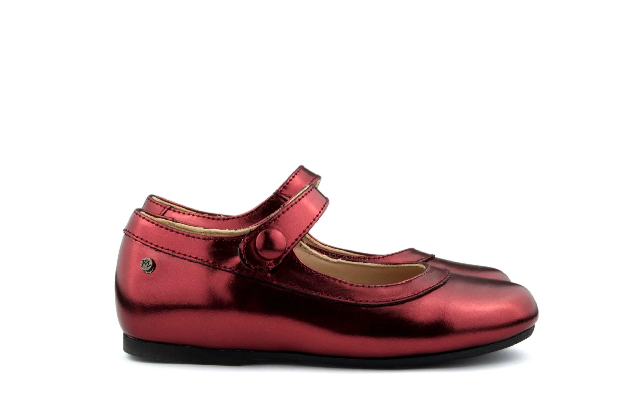 Manuela de Juan Girls Bordeaux Metallic Mary Jane