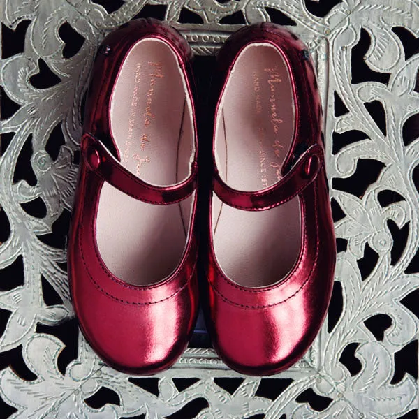 Manuela de Juan Girls Bordeaux Metallic Mary Jane