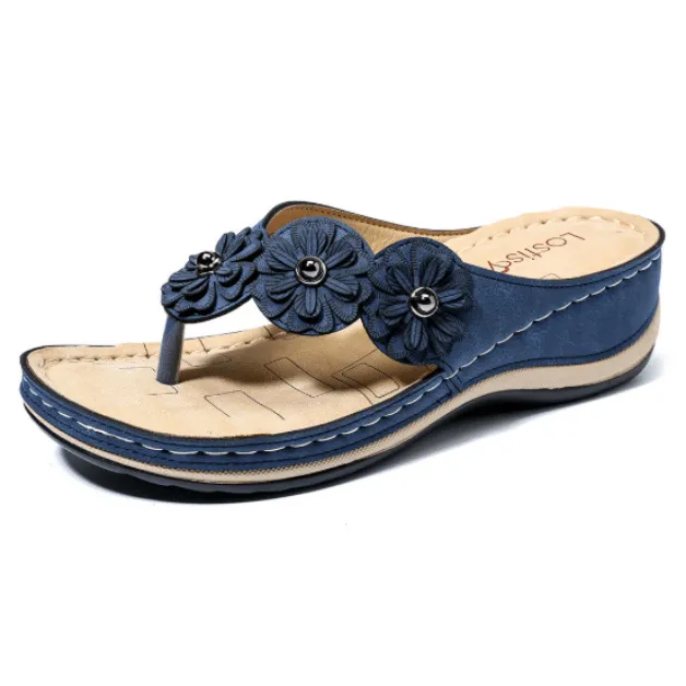 Owlkay Lightweight Flowers Clip Toe Sandals