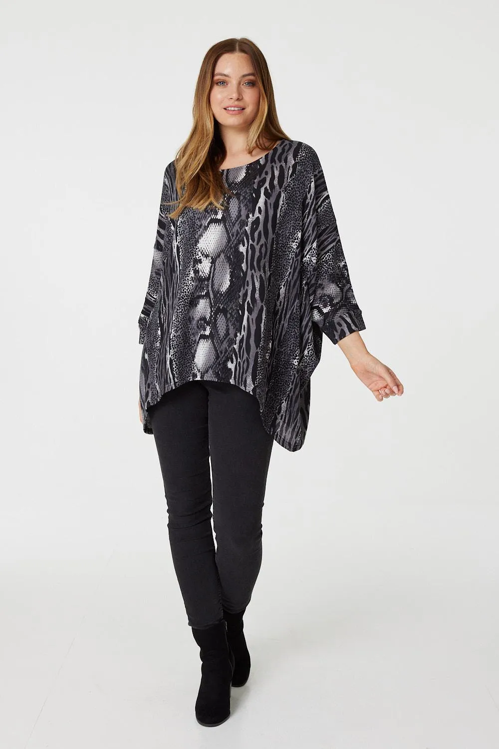 Snake Print Oversized Top