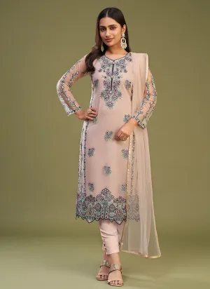 Soft Pink Multi Embroidery Bridesmaid Pant Style Suit