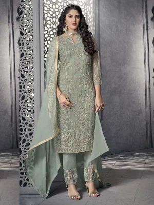 Teal All Ethnic Embroidered Pakistani Pant Suit