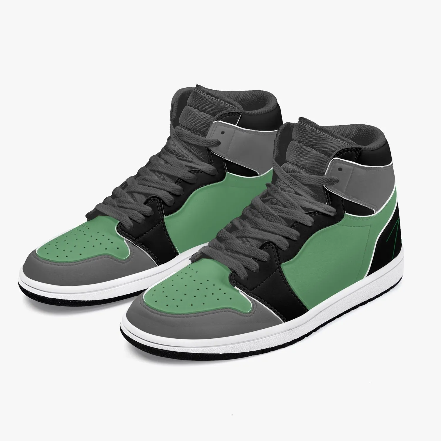 TREADZ New Black and Green High-Top Leather Sneakers