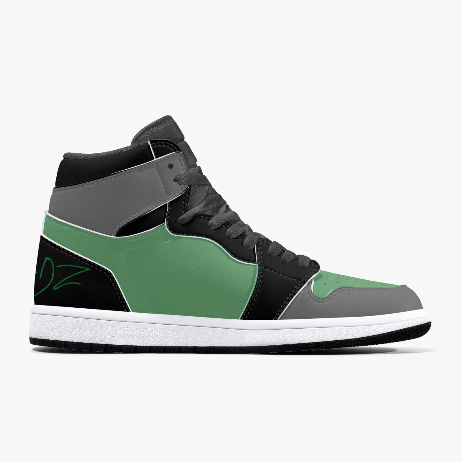 TREADZ New Black and Green High-Top Leather Sneakers