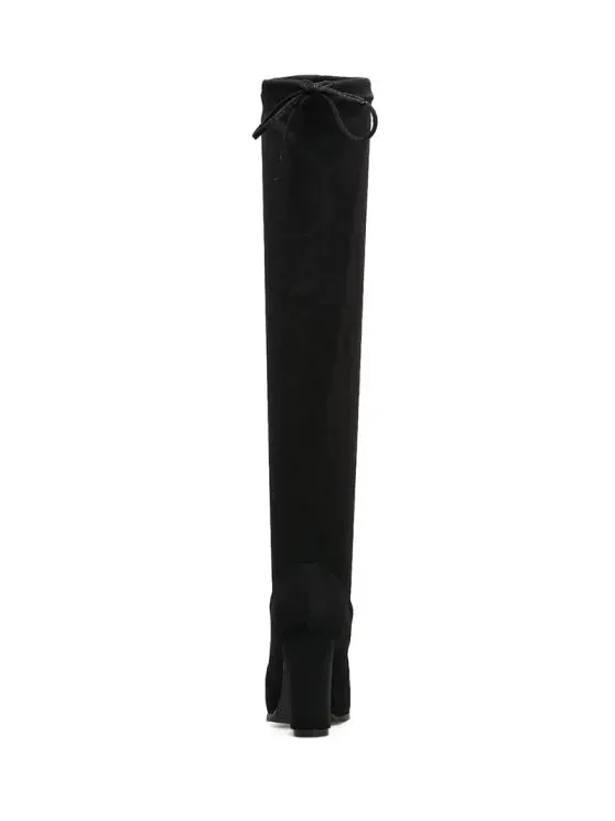 Trendy Pointed Toe Tie Back Thigh High Boots