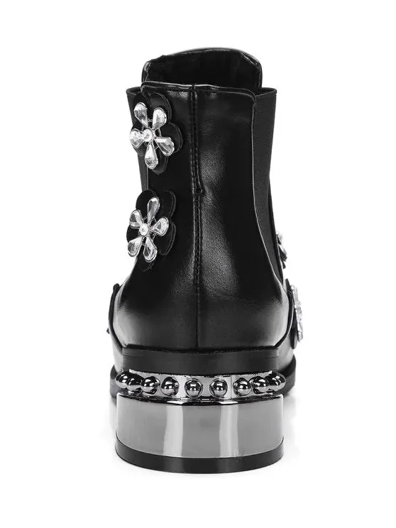 Trendy Rhinestone Elastic Band Ankle Boots