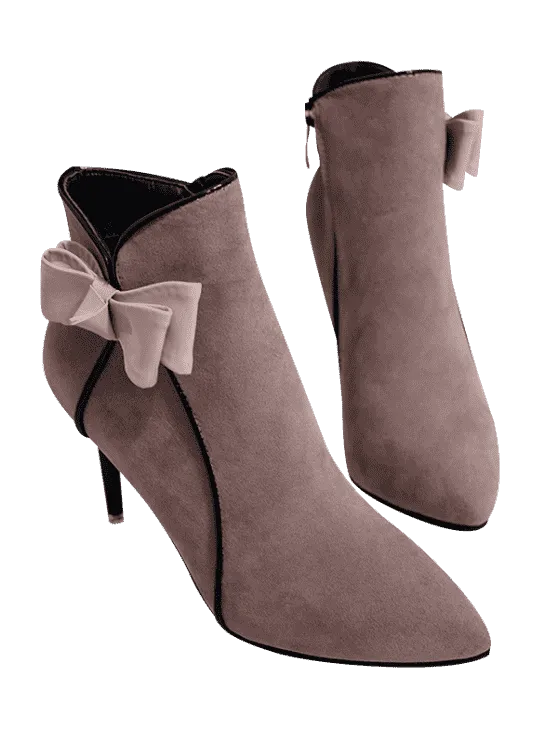 Trendy Stiletto Heel Bow Ankle Boots