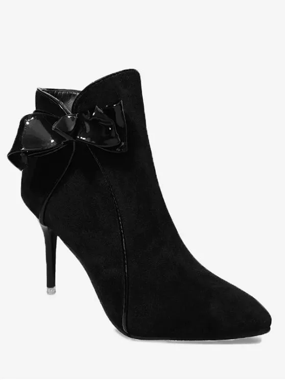 Trendy Stiletto Heel Bow Ankle Boots