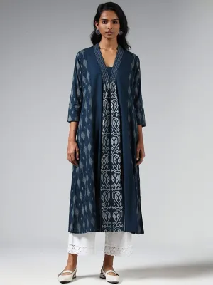 Utsa Indigo Ikat Printed Kurta