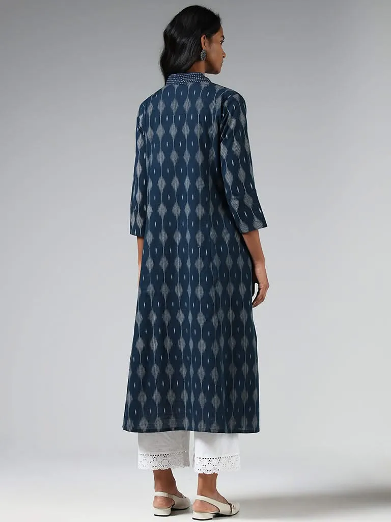 Utsa Indigo Ikat Printed Kurta