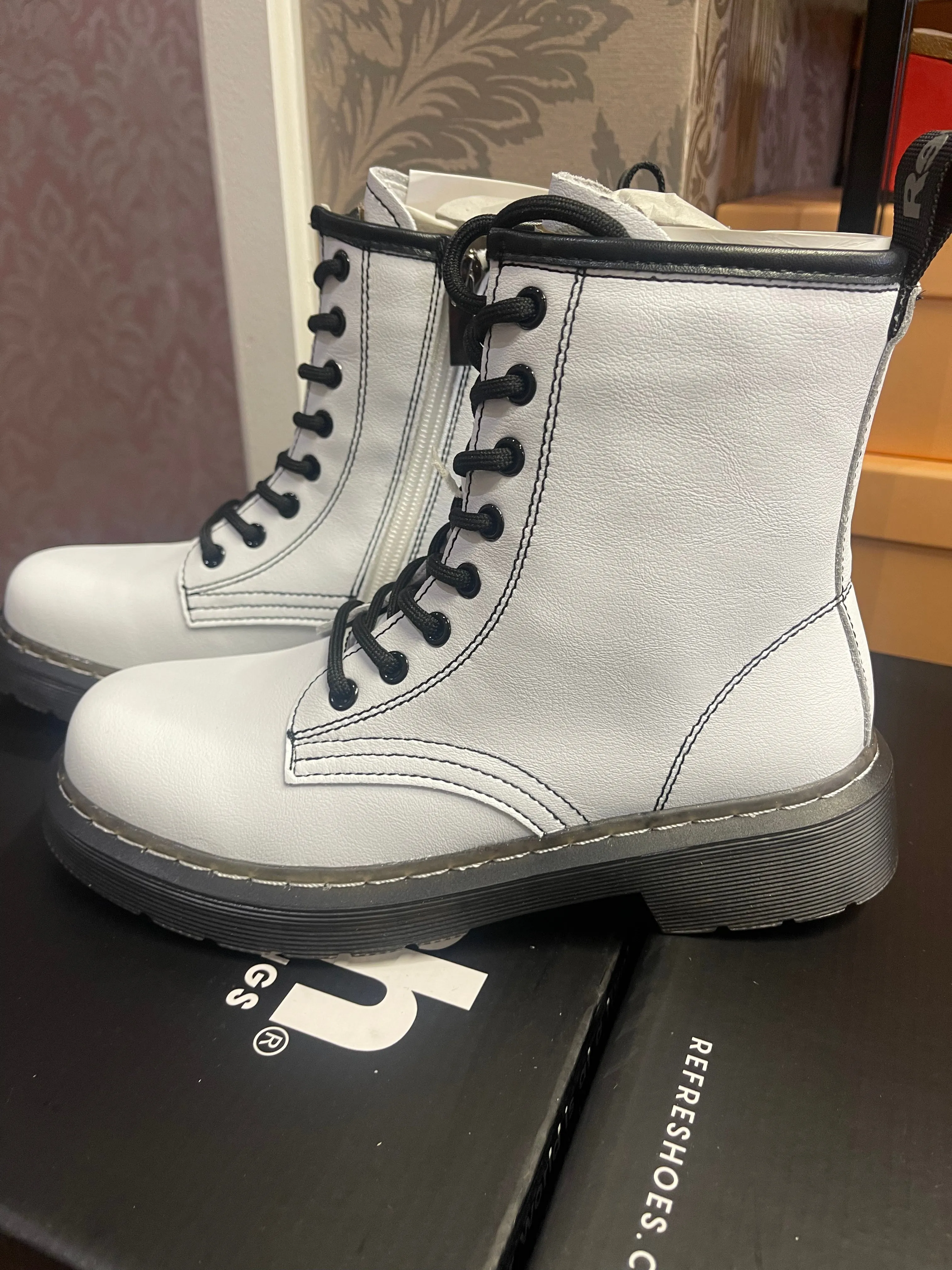 White Combat Style Boots by Refresh