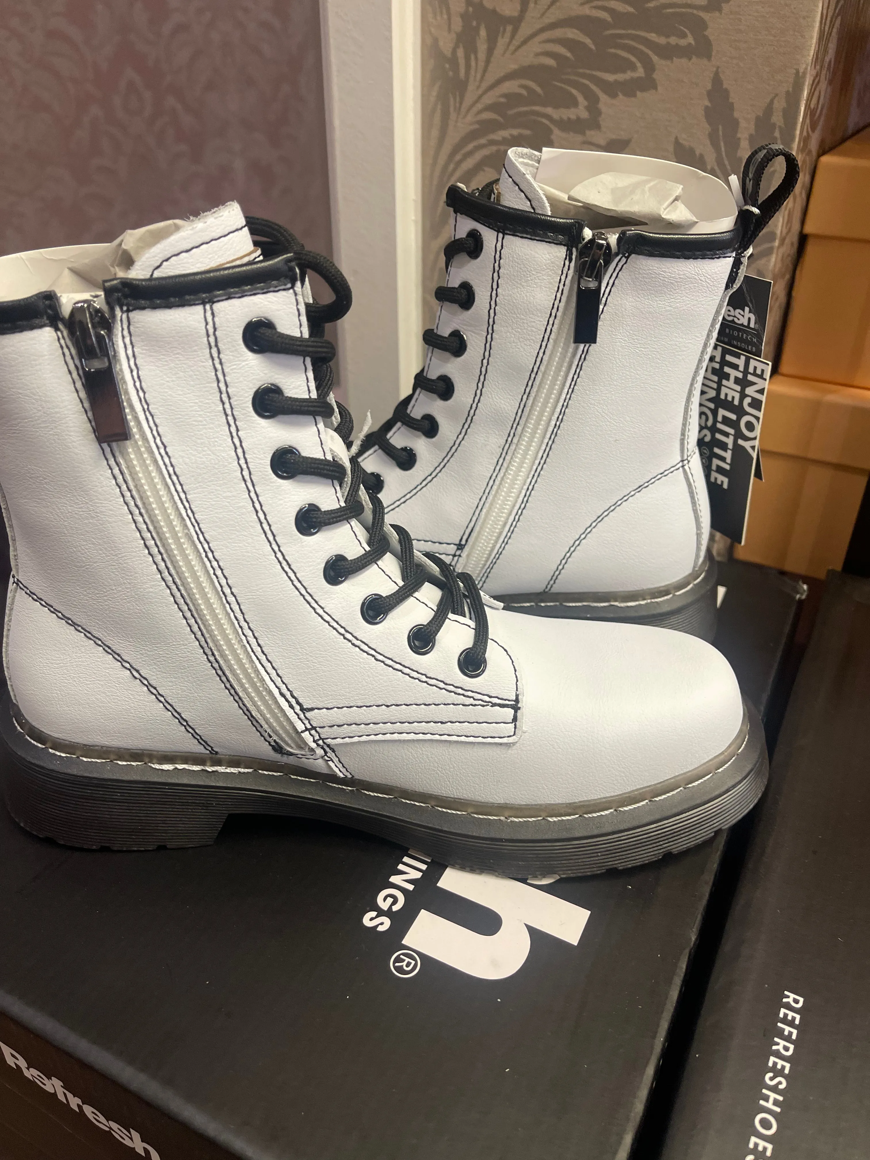 White Combat Style Boots by Refresh