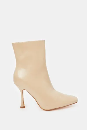 Women Beige Heel Boots